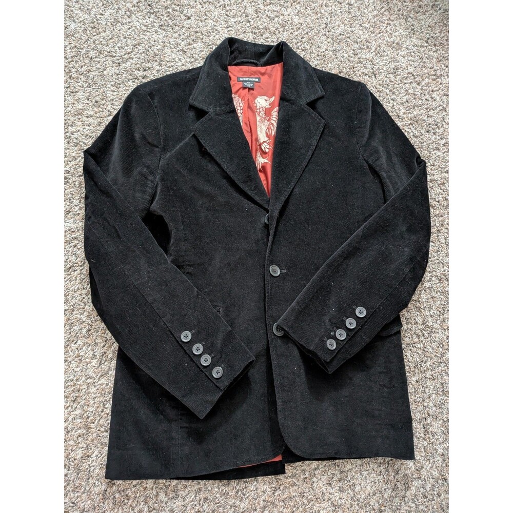 Guess Premium Blazer‎ Jacket 3-Button Black Velvety Velour Cotton Medium Mens